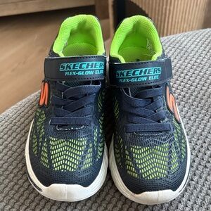 Skechers Kids Flex-Glow Elite Black and Neon Green Sneakers
